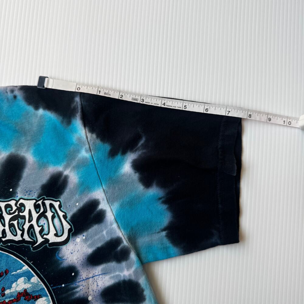 Grateful Dead Liquid Blue Tie Dye Skull Roses Steal Your Bertha Tee Double Sided - Picture 7 of 10